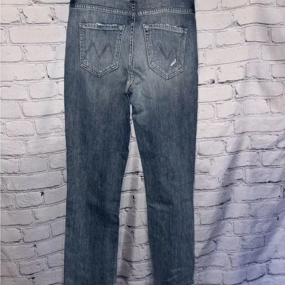 Mother Distressed Jeans Straight Leg Dazzler XYZ Double Fray Helter Skelter 27 - Picture 7 of 10